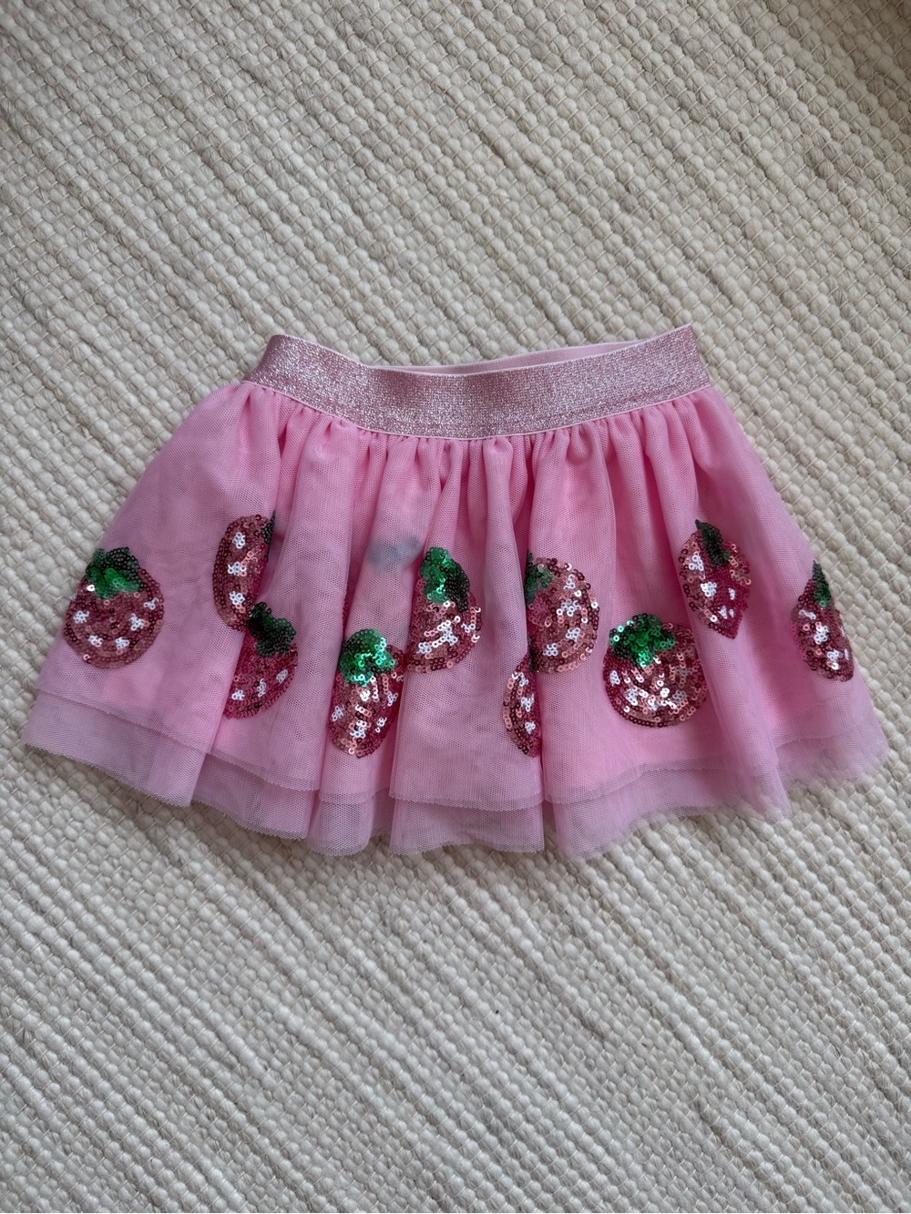 Angel Dear Pink Tulle Sequin Strawberry Skirt 12M